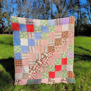 Vintage Feedsack Patchwork Quilt