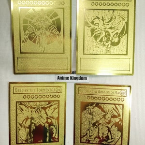 VENDEDOR de EE.UU. Anime Cosplay Custom Made Metal Card 4 Juego de cartas de Dios egipcio Slifer, Obelisco, Ra, Holactie el Creador de la Luz