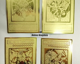 VENDEDOR de EE.UU. Anime Cosplay Custom Made Metal Card 4 Juego de cartas de Dios egipcio Slifer, Obelisco, Ra, Holactie el Creador de la Luz