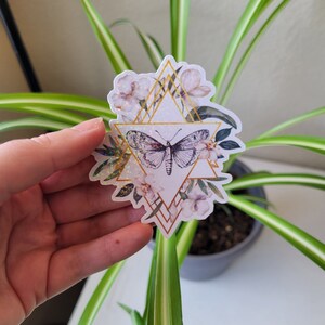 Holographic Geometric Moth Sticker | Laminated Vinyl Sticker