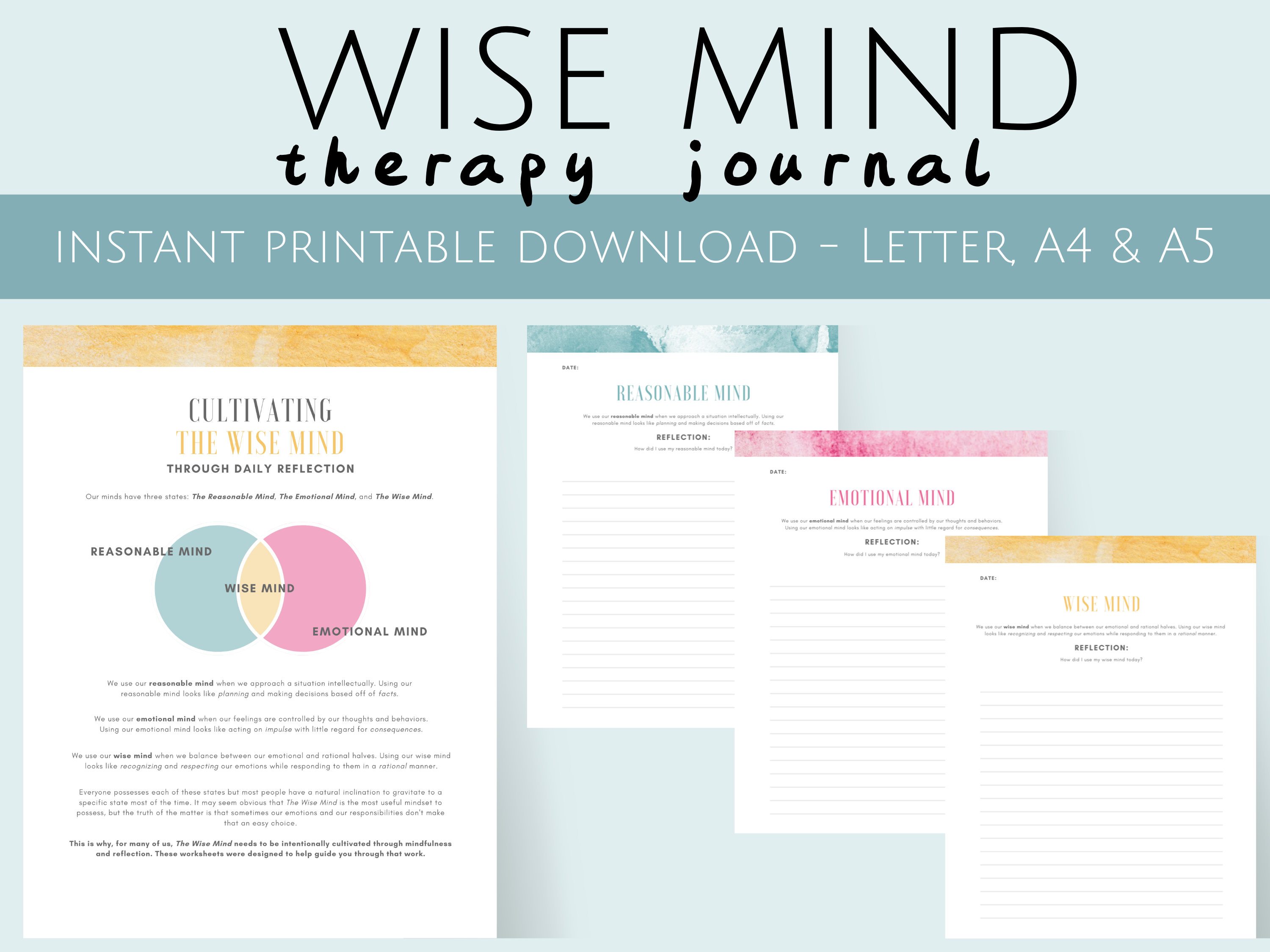Wise Mind DBT Skills Workbook Mindfulness Therapy Journal - Etsy