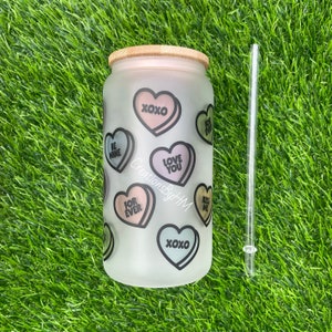 Candy hearts valentine glass cup