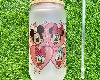 Mickey and Friends Valentine glass cup