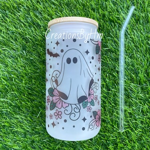 Floral ghost glass cup