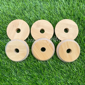 Bamboo wood lid for can glass