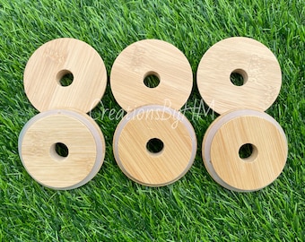 Bamboo wood lid for can glass