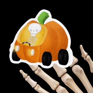 Skeleton Pumpkin Car Sticker