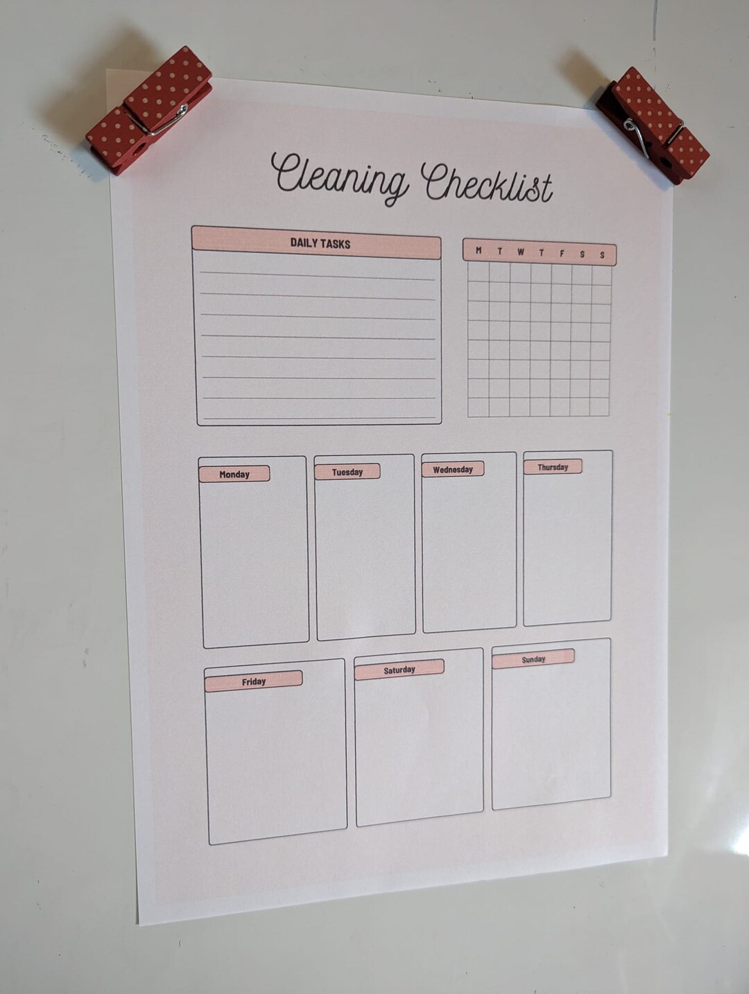 Pink Cleaning Checklist Printable Cleaning Schedule - Etsy Australia