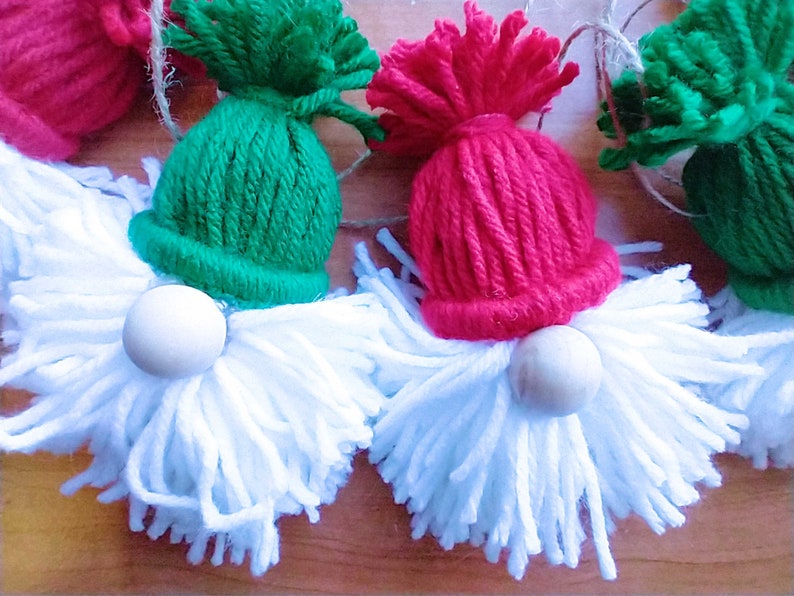 Santa Gnome Christmas Garland Christmas Gnomes Yarn Gnome Etsy