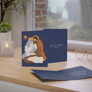 Cartão comemorativo de Natal com tema de natividade espanhola Cartões comemorativos espanhóis personalizados (1, 10, 30 e 50 unidades) com versículo bíblico 1 tamanho 4,6 "x 6,25"