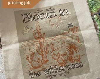 Christian Tote bag Cotton Canvas Bible verse Bag Isaiah 35:1-10 Women&#39;s bloom in the wilderness gift desert print for ministry leader