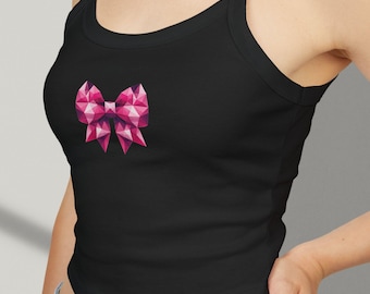 Pink Bow Spaghetti Strap Tank Top: Coquette Summer Festival Top