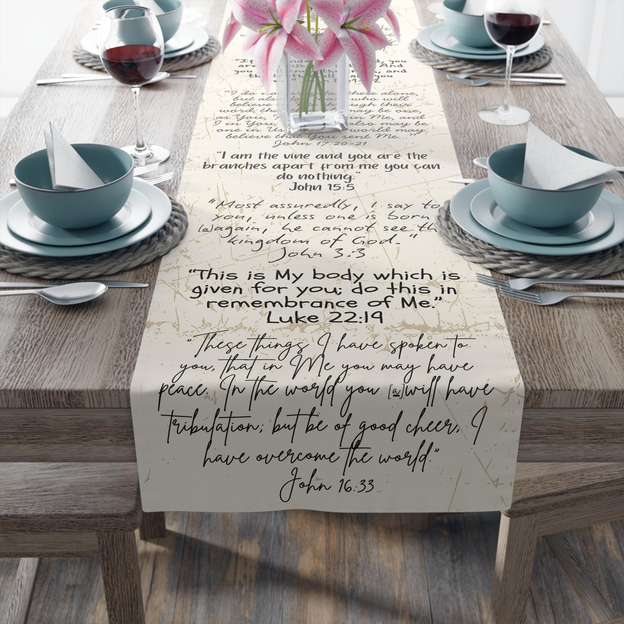 Bible Verse Jesus Quotes Table Runner Cotton Poly Jesus' Words Home ...