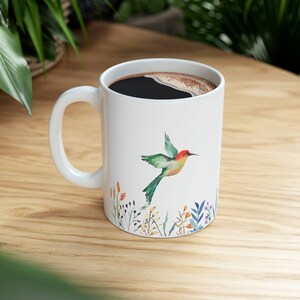 Colorful Humming Bird art with flowers Ceramic Mug 11oz Bible verse 3 John 1:4 mug