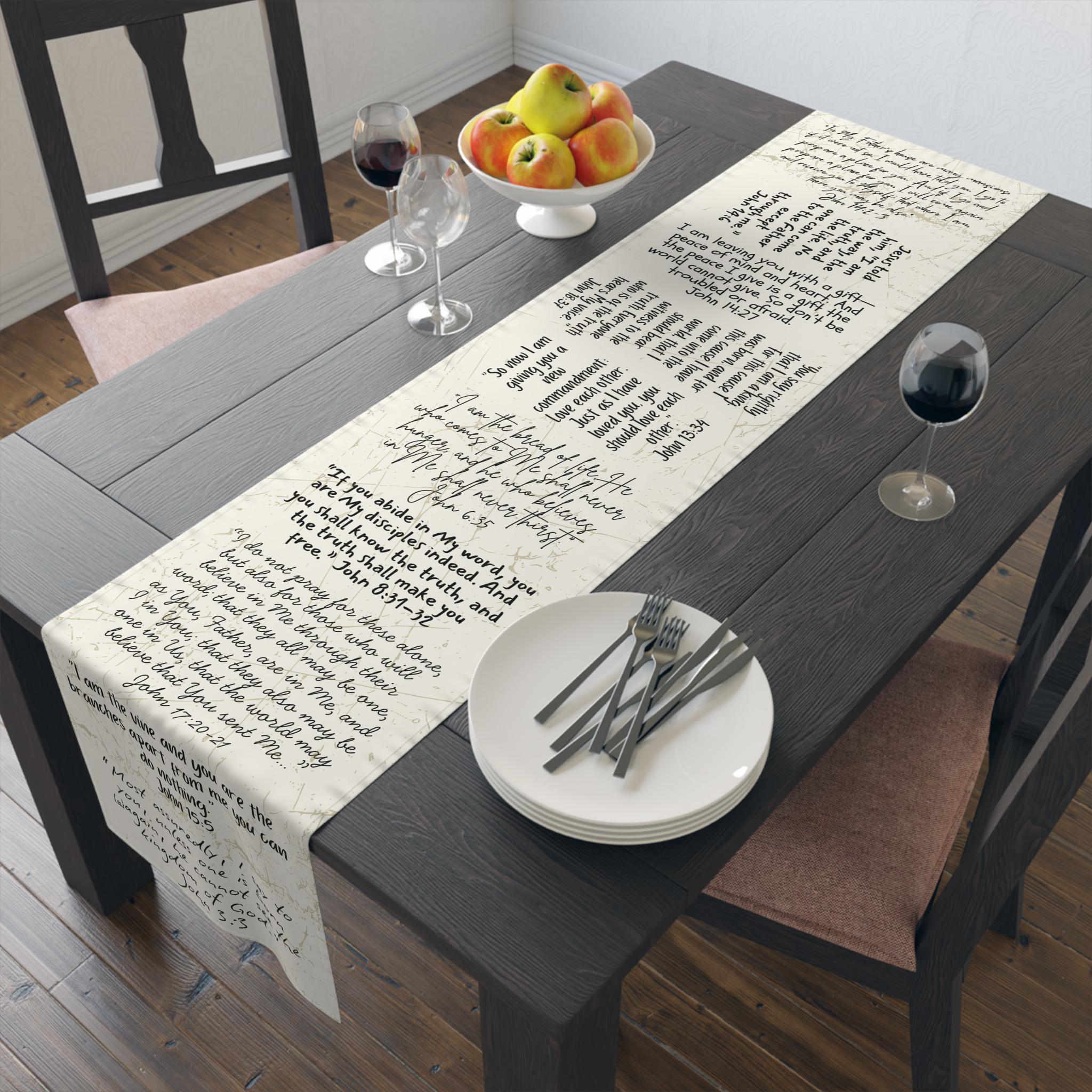 Bible Verse Jesus Quotes Table Runner Cotton Poly Jesus' Words Home ...