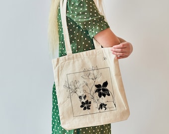 Floral Tote Magnolias Cotton Canvas Tote Bag meaning of flower quote Trendy Canvas bag for shopping or everyday use