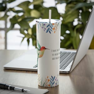 Bible verse 3 John 1:4 Skinny Steel Tumbler with Straw, 20oz Mother's Day gift idea, unique mom gift, bird and floral watercolor art
