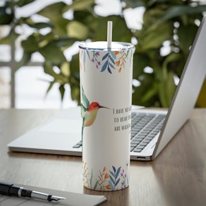 Bible verse 3 John 1:4 Skinny Steel Tumbler with Straw, 20oz Mother&#39;s Day gift idea, unique mom gift, bird and floral watercolor art
