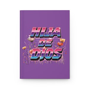 Diario Personalizado Hija de Dios Cuaderno Cristiano Floral Estilo de los 80s Libreta Colorida con Frase en Español