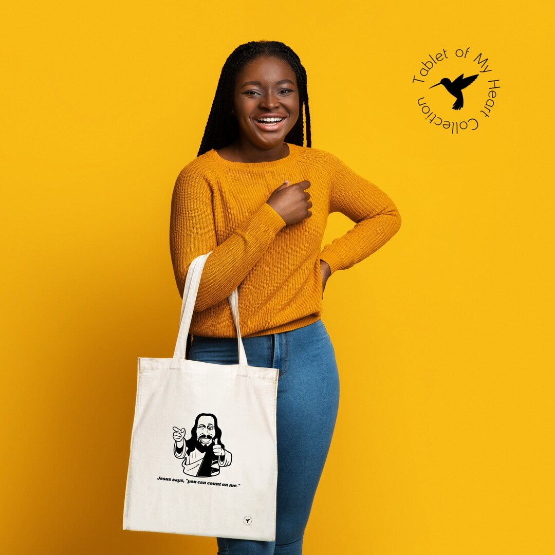 Jesus Canvas Tote Bag Cute Jesus Bag, Jesus Says Bag, Christian Tote