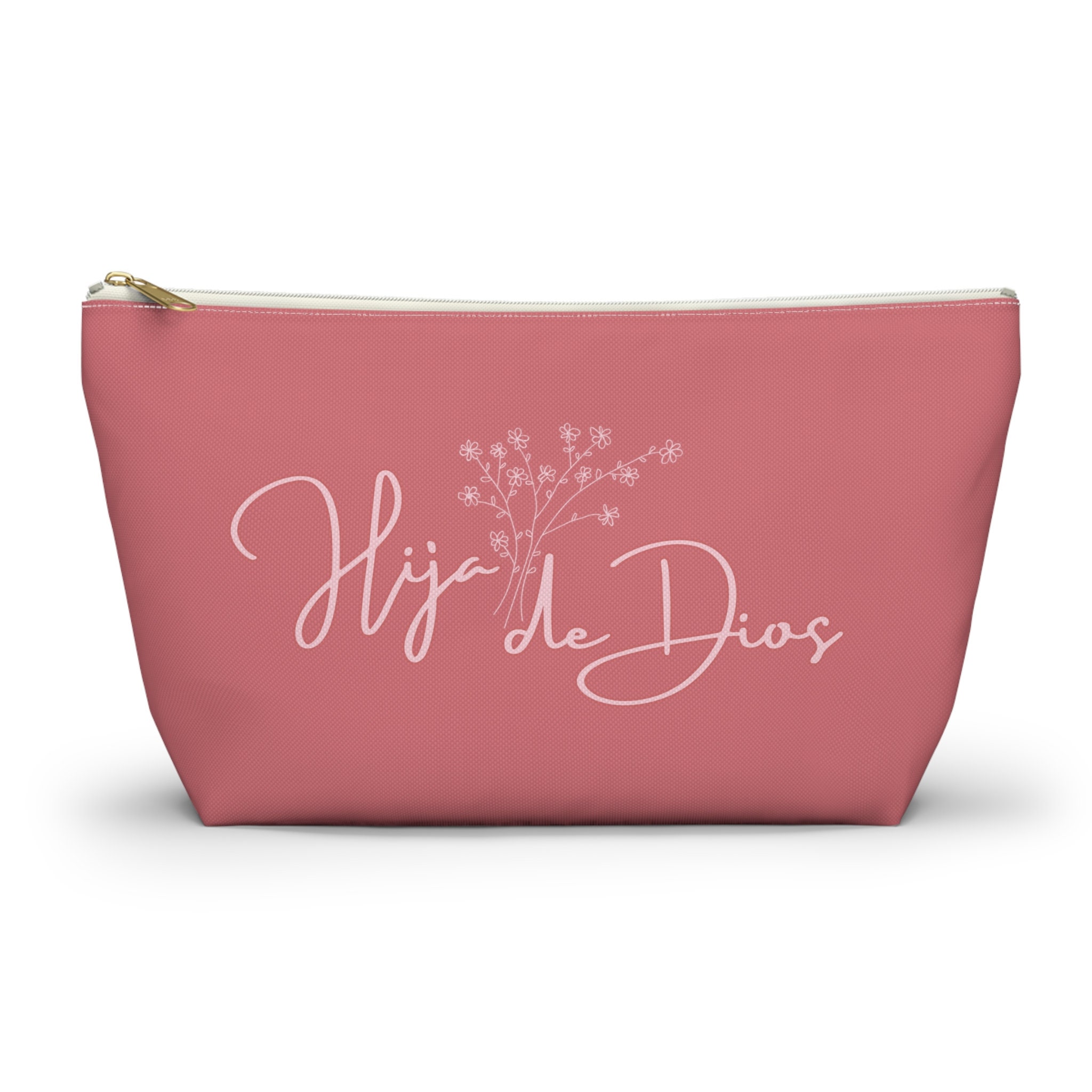 Spanish saying on Accessory Pouch Latina cosmetic bag Spanish Christian phrase on a pretty pink pencil pouch personalized make-up bag