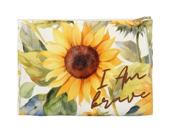 Sunflower Make up bag Accessory Pouch Cottagecore pencil pouch floral personalizable accessory gifts for student or teacher garden crafter