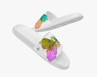 White casual slippers with Butterfly art