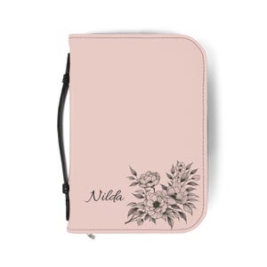 Florale Bibelhülle, Stilvolle Schrifthülle, Einzigartiges Geschenk für Christen, personalisierte Bibelhülle, religiöses Accessoire Rosa Bibelträger