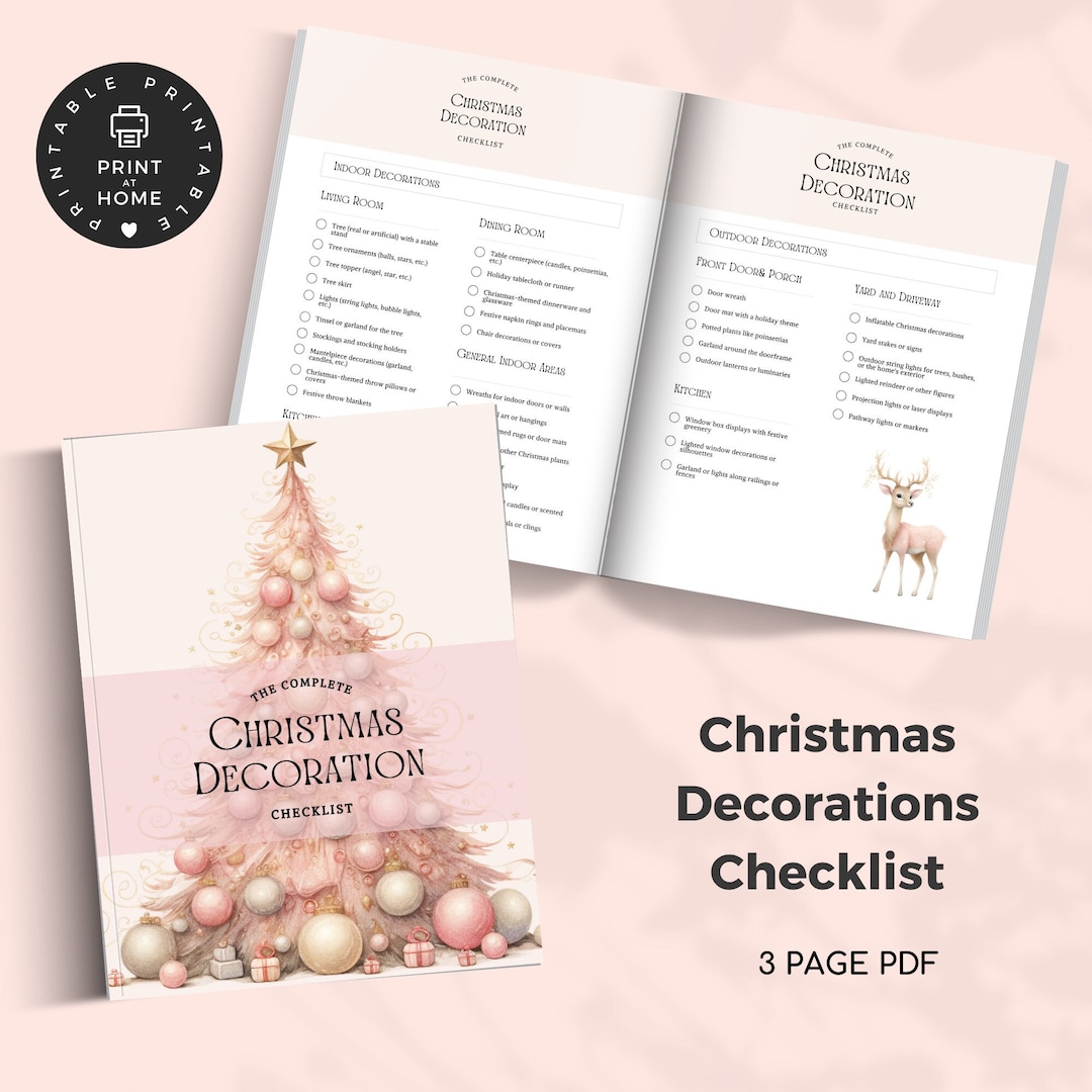 Printable Christmas Checklist, Christmas Decoration Checklist, Xmas