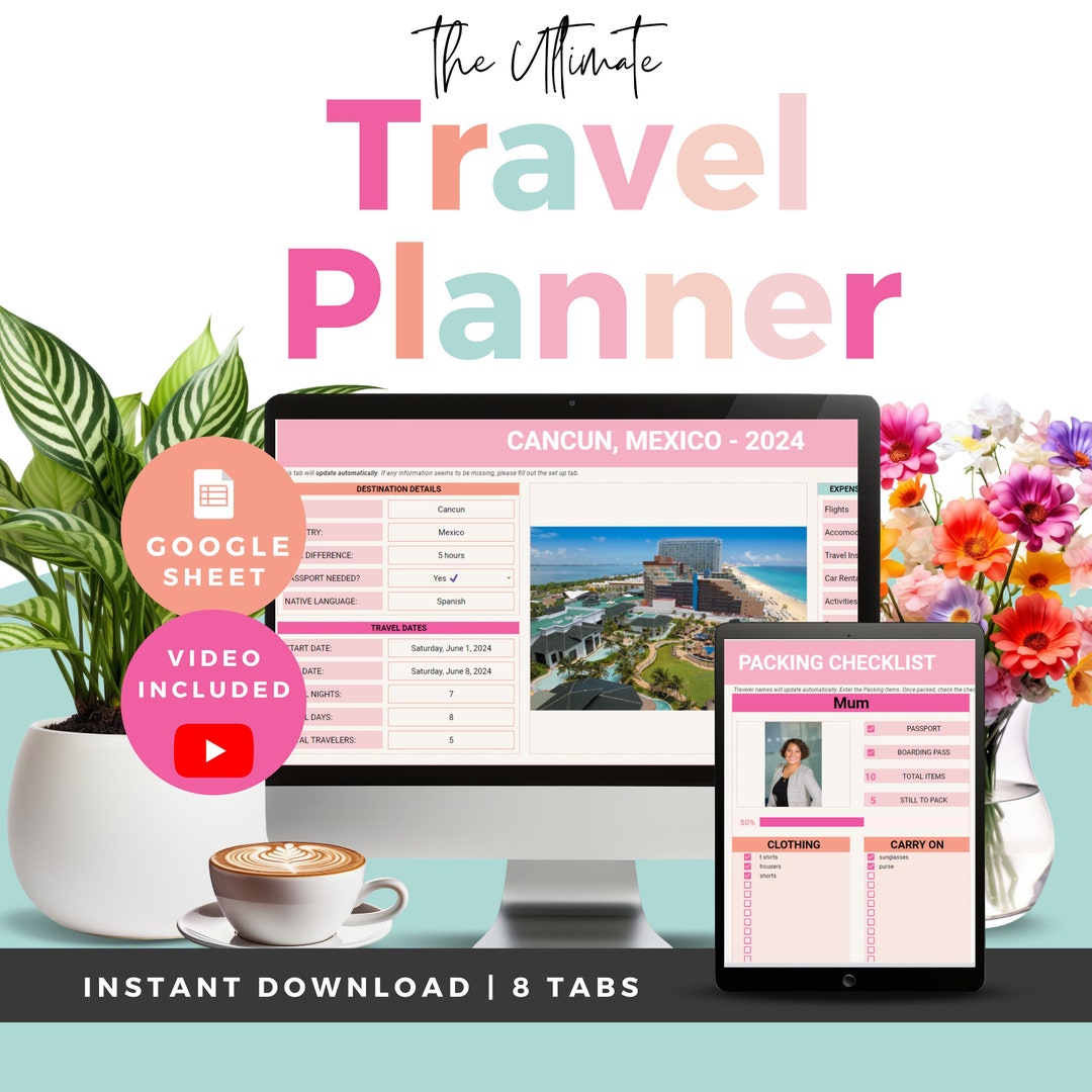 Travel Planner Spreadsheet for Google Sheet, Vacation Planner ...