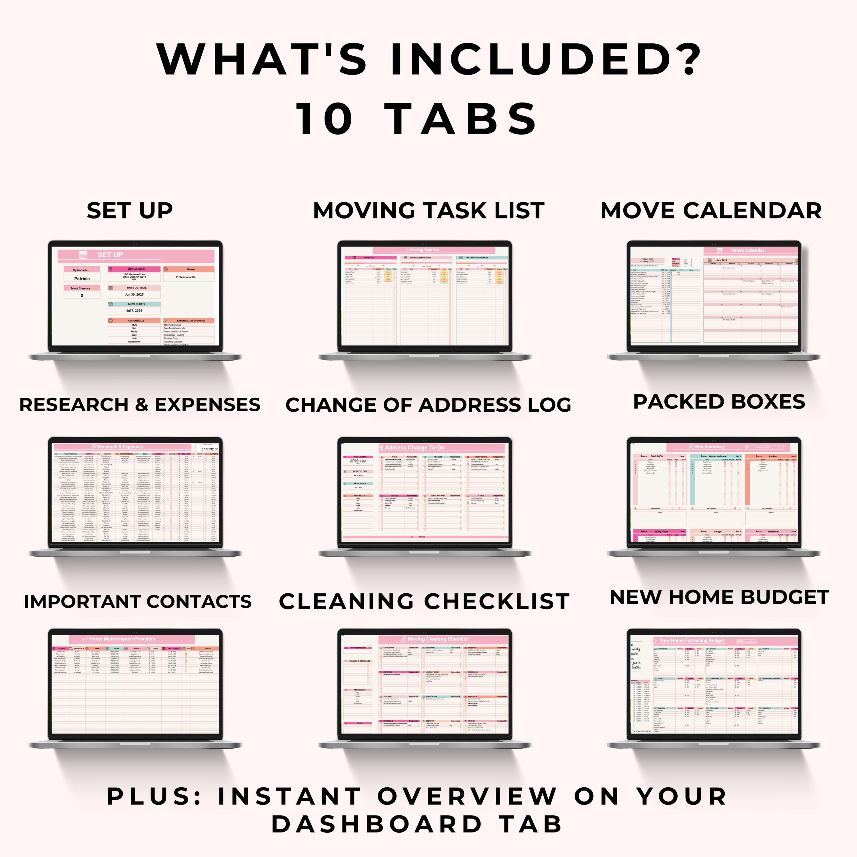Moving Planner Google Sheets, New Home Checklist, Budget Tracker ...