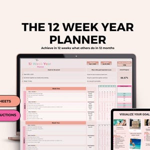 Jaarsjabloon voor 12 weken Google Spreadsheets, Google Spreadsheets voor 12-weekjaarplanner, Google Spreadsheets voor het 12-weekjaar, kwartaalplanner Google Spreadsheets