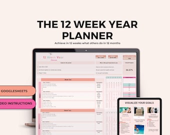 12 Week Year Template Google Sheets, 12 Week Year Planner google sheets,  The 12 Week Year Google sheets, Quarterly Planner Google Sheets
