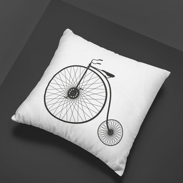 Vintage Bicycle Pillow Cover, Retro Bike Cushion Cover, Old Bicycle Pillow Cover 16x16, 18x18, 20x20, 24x24, 26x26