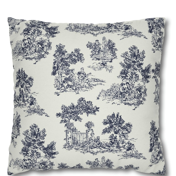 Zwarte Toile de Jouy kussensloop-romantische liefhebbers Vintage Franse Toile de Jouy Design - zwart-wit Toile decoratieve kussenhoes