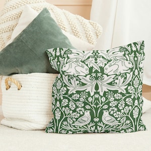 William Morris &quot;Brer Rabbit&quot; Square Pillow Case, Morris Pillow Cover in Green and White, Cushion Cover 14x14,16x16,18x18,20x20, Easter Gift.