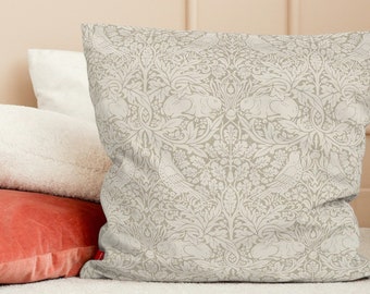 Waterproof Pillow-William Morris "Brer Rabbit" Outdoor  Pillows-UV and Waterproof Beige Morris Art Pillow, Gift For New Home, Easter Decor