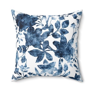 Sturdy -Denim -Flowers-on-white-Floral -Throw -Pillow