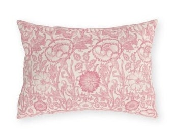 Coussin lombaire William Morris rose & Rose imperméable - coussins lombaires extérieurs floraux country anglais - coussins vintage rose baies Morris Art