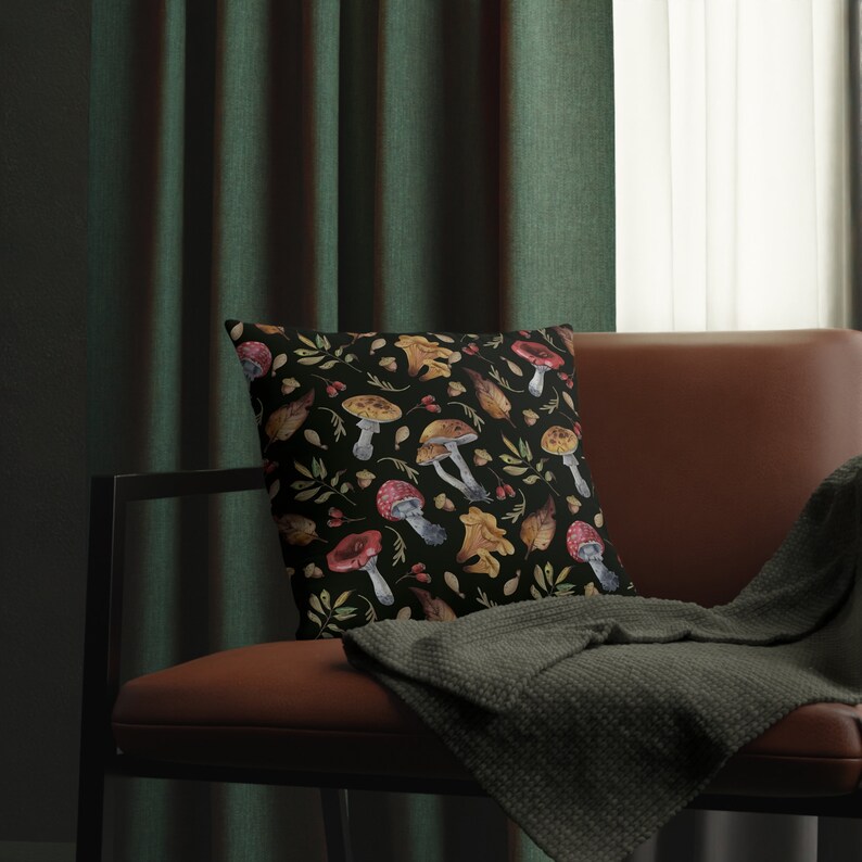forestmushroom-pillow-on-black-backgroound