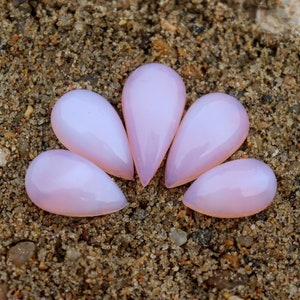 Beautiful Natural Pink Opal Cabochon Lot, 5 Pcs Lot, Teardrop, Loose stone, Flat back cabochon Lot. Making for jewelry, Size 19 MM to 26 MM.