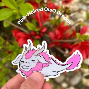 Pink-Haired OwO Dragon | Meme sticker | Noodle Dragon | cool dragon sticker | owo sticker | dragon decor | lung dragon | dragon sticker
