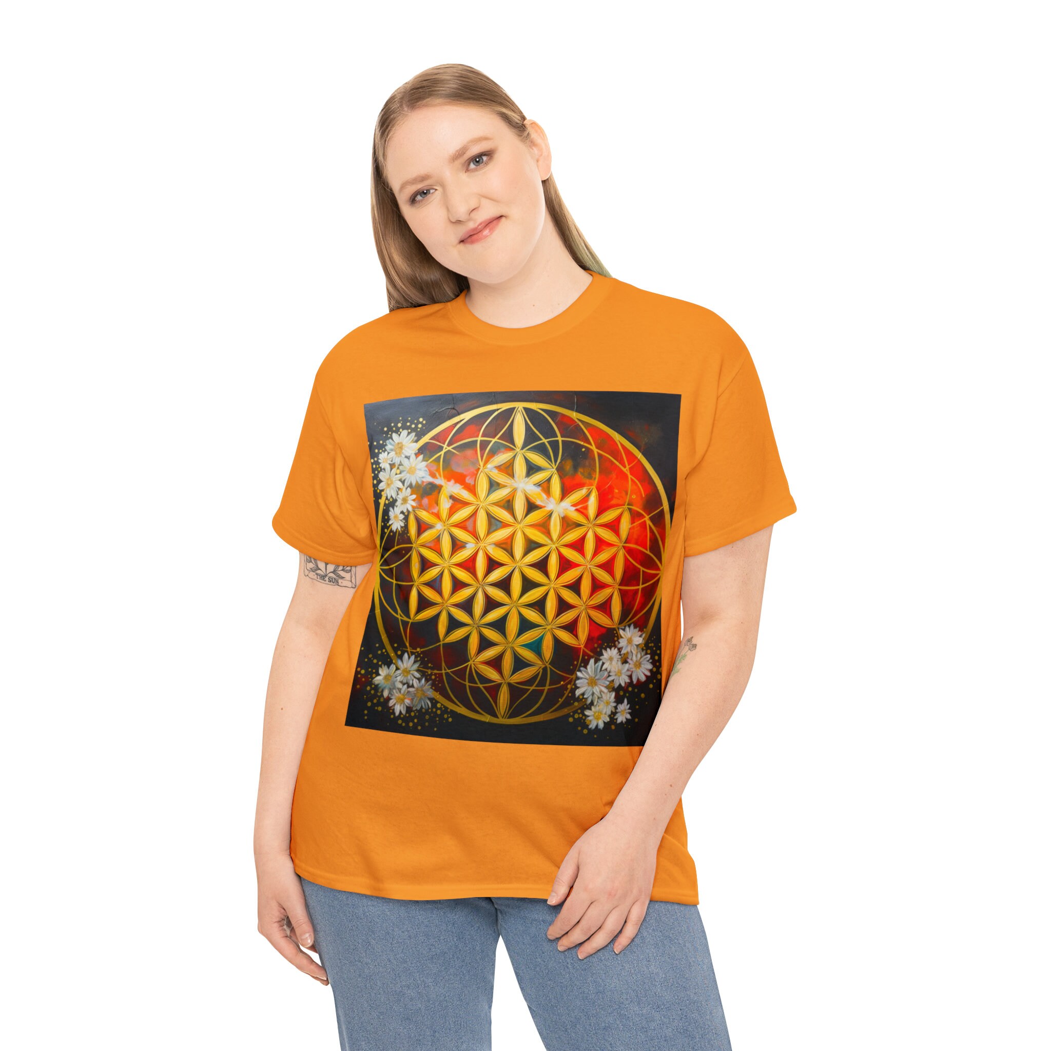 Flower of Life Sacred Geometry Tie Dye Leggings Green/Yellow