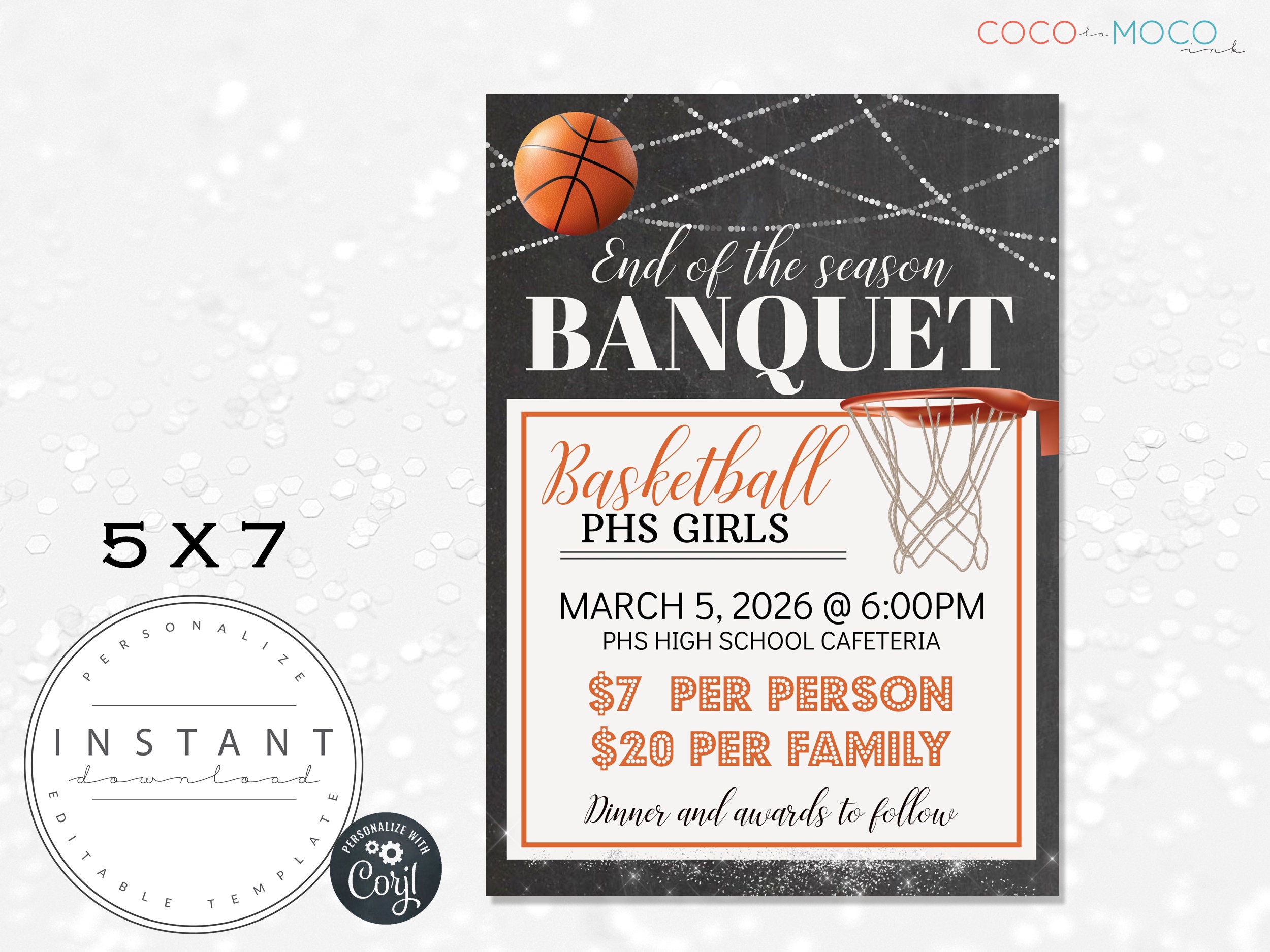 EDITABLE Basketball Banquet Invitation Template End of - Etsy