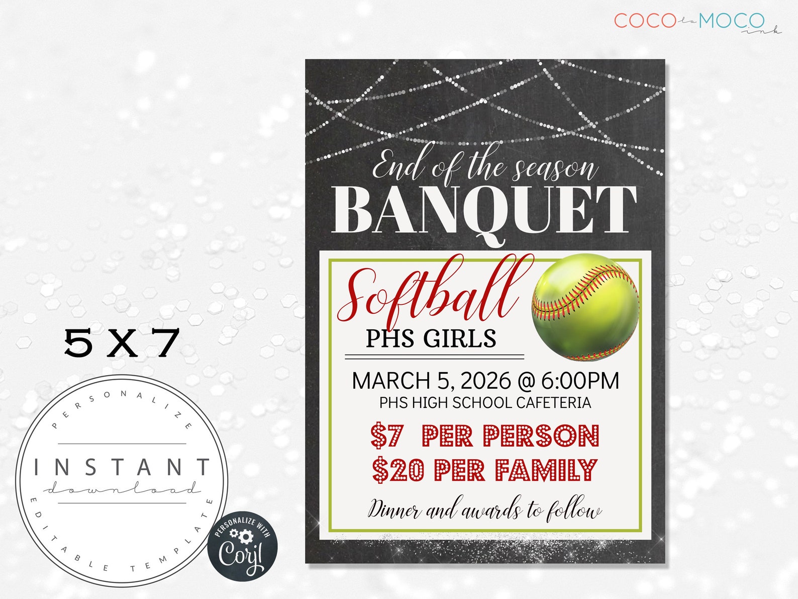 EDITABLE Softball Banquet Invitation Template End of Season Etsy