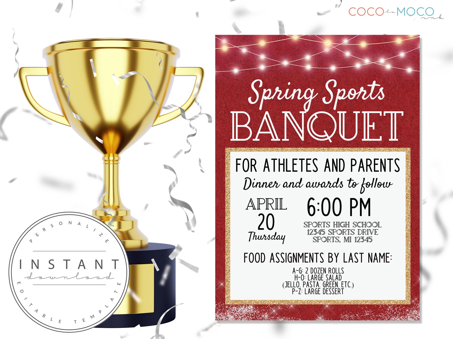 EDITABLE Sports Banquet Invitation Template Red Senior Night Etsy editable-sports-banquet-invitation-template-red-senior-night-etsy