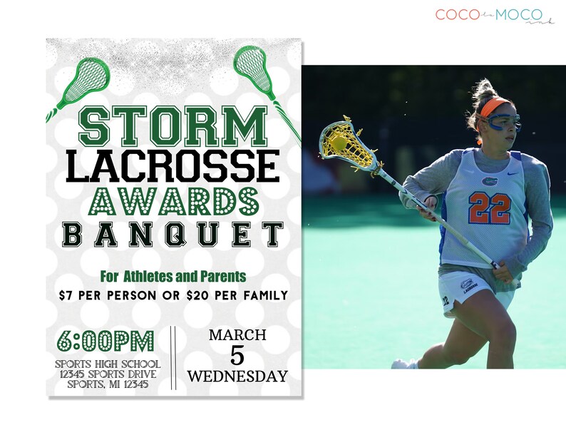 Lacrosse Awards Banquet Invitation Template End of Season Etsy