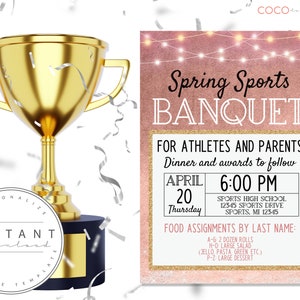 EDITABLE Spring Sports Banquet Invitation Template | Senior Awards Ceremony | Team Party Invite | Parent Night Printable |Party Announcement