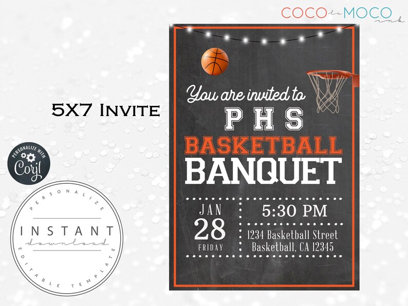 EDITABLE Basketball Banquet Invitation Template Player Awards Ceremony