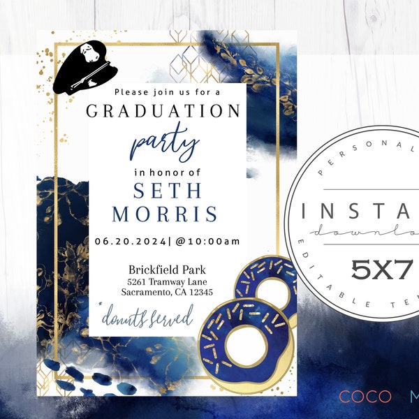 EDITABLE Police Graduation Party Invitation Template | Cop Party Invite | Law Enforcment Donut Printable | DIY Public Corjl # 533773